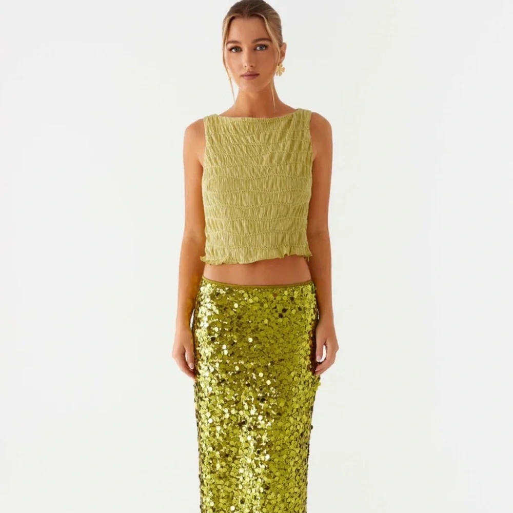Peppermayo Perfect Places Low Rise Sequin Maxi Skirt and Ruffle Tank - Picture 5 of 7